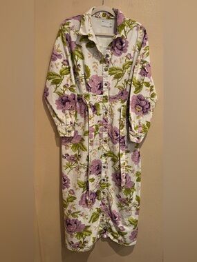 ASOS Lavender Floral Button Front Maxi Denim Dress, Really Cute Whimsical Garden